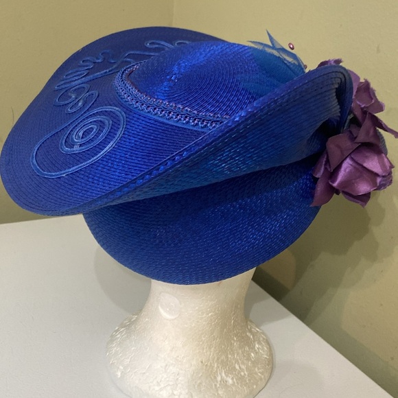 royal blue dress hat Sinamay Dress Hat with Long Feathers main image 1